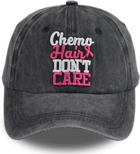 Fxbwhtey Chemo Hair Don't Care Baseball Cap for Men Women, One Size, Black 