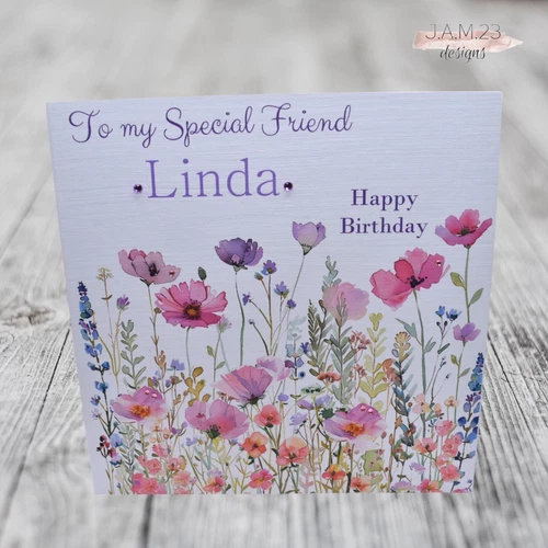 Personalised Handmade Floral Special Friend Daughter Granddaughter Birthday Card