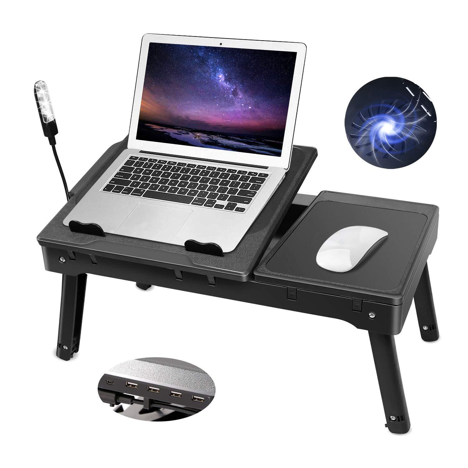 Laptop Stand for Bed-Multi-Functional Laptop Bed Table Tray w/Internal Coolin...-image