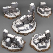 3D Printed Fantastic Plants and Rocks Winter Ruins 28mm - 32mm D&D Wargaming