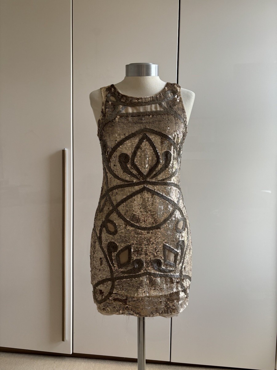 Needle & Thread Gold Sequin Mini Dress Size 8 Art Deco / Nouveau Beige Lining | eBay UK Needle & Thread Gold Sequin Mini Dress Size 8 Art Deco / Nouveau Beige Lining | eBay UK