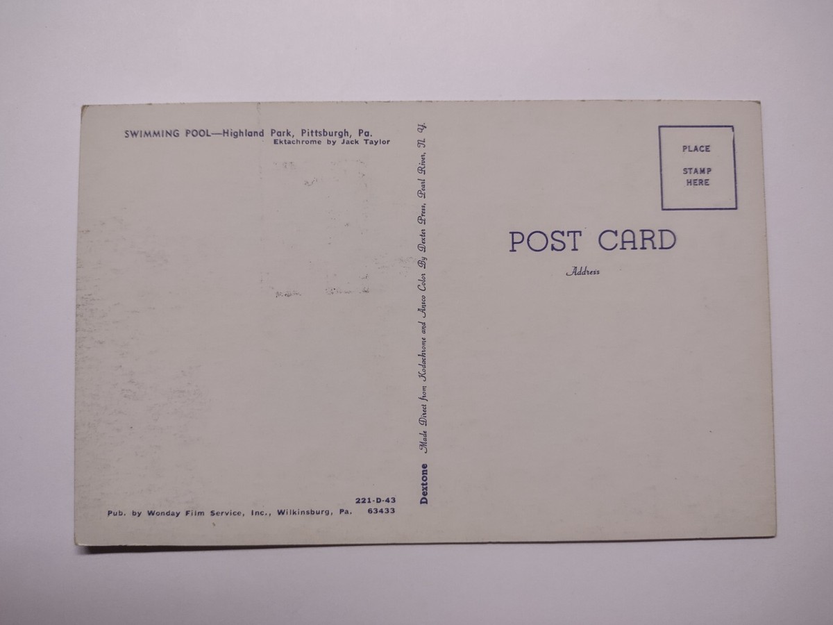 Vintage Highland Park Swimming Pool Pittsburgh Pennsylvania Chrome