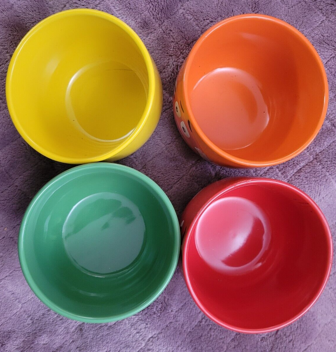 M&M Candy 4x Ceramic Bowls- Limited Edition Red/Green/Yellow