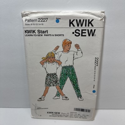 Kwik Sew 2227 Boys Girls Shorts Pants Learn to Sew Pattern 8-16 *Uncut*