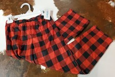 CARTERS KIDS RED  BLACK PLAID HOLIDAY XMAS PAJAMA PJ BOTTOMS FLEECE SIZE 7 NWT