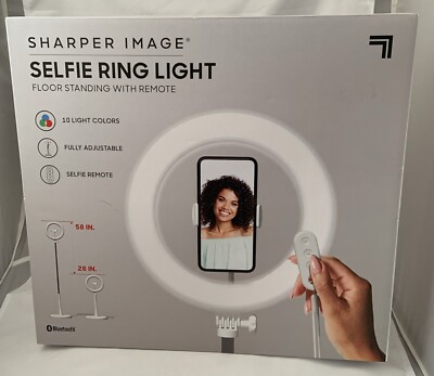 Sharper Image Social Star Selfie Ring Light Adjustable Stand Remote Bluetooth