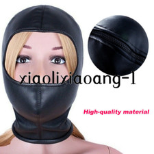 PU Leather Open Mask Hood Head Harness Binding Headgear Slaver Couples Flirts