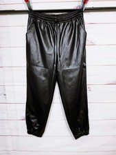 Divided H M Womens Faux Leather Pants Size 10 Black w/Drawstring Pockets