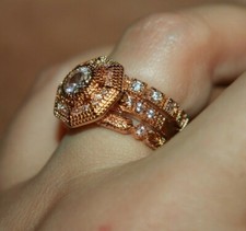 zirconia ring gemstone yellow gold plated jewelry engagement wedding band B6