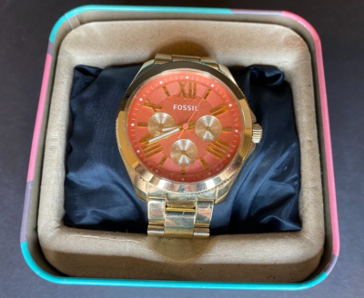 Fossil Womens Cecile Chronographic Watch Gold Tone Coral  display picture 1