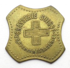 FRANCE BRASSERIE SUISSE 10 RUE DES MESSAGERIES 1.50 Franc Token 30mm 3.4g. LL6.1