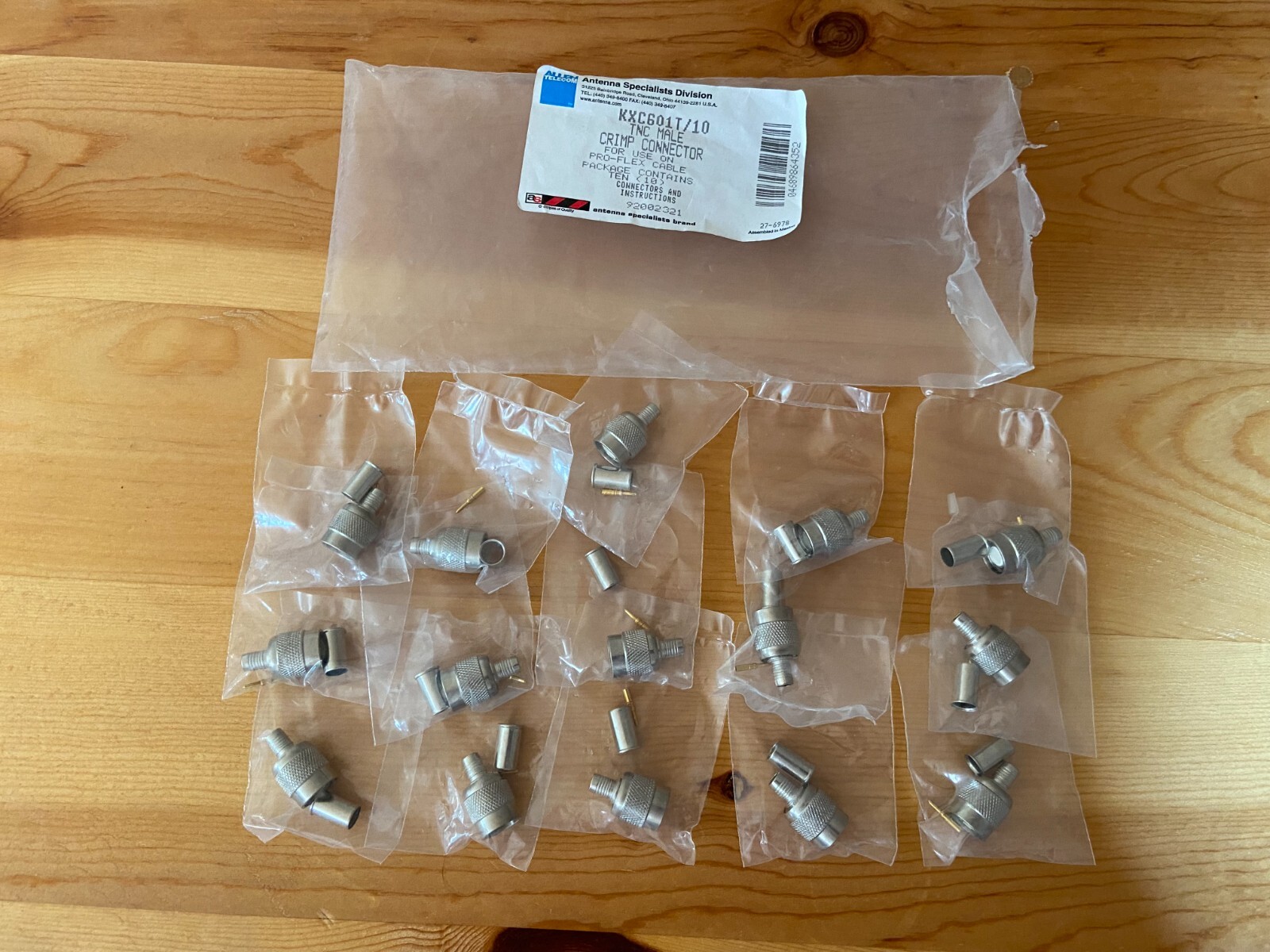 Allen Antenna Specialists TNC-Male Crimp Connector KXC601T - New Sealed - 15