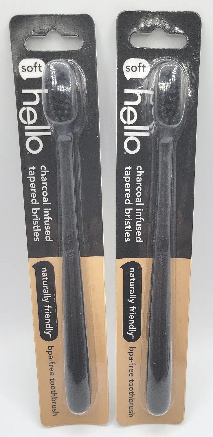 Hello BPA-Free Toothbrush with Charcoal Infused Bristles. Tw