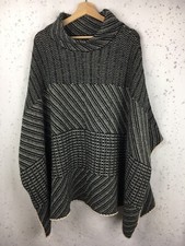 Lane Bryant Size 14/20 Poncho Sweater Mock Turtleneck Gray  Cream Wool Blend