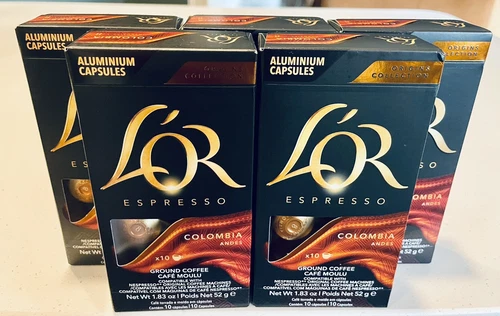 5 Boxes Nespresso L'or Espresso Coffee Colombia Andes - 50 Capsules Origins