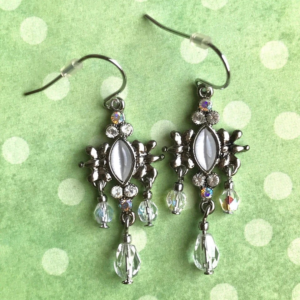 Park Lane Napier 耳环套装大量悬垂透明水钻灰色猫眼 — 第 3/4 张图片