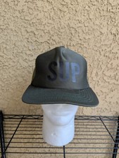 Vintage New Era Hat Green M/L Trucker Mesh Made In USA Dupont Visor SUP Logo