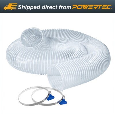 POWERTEC Dust Collection Hose 4'' Dia 10 ft.with Key Hose Clamps (70242)