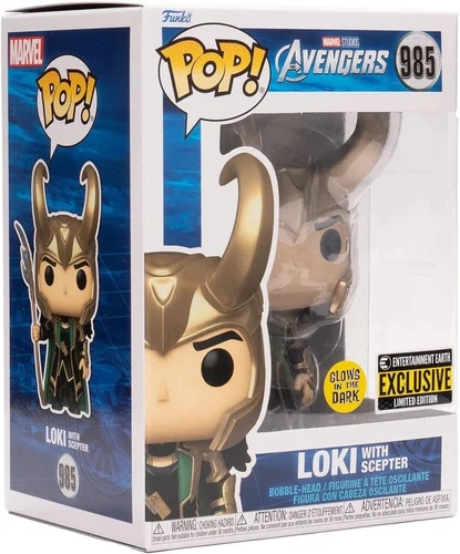 Funko Pop! Marvel Avengers Loki With Scepter #985 Glow In The Dark EE Exclusive