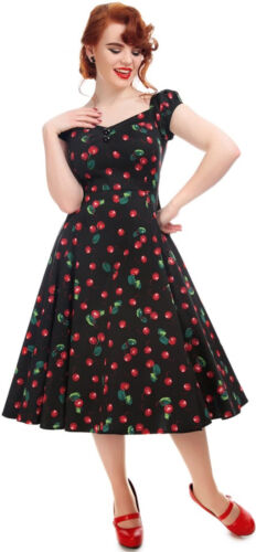 Robe Collectif « DOLORES DOLL » cerises CHERRY vintage pin up swing rockabilly - Photo 1/5