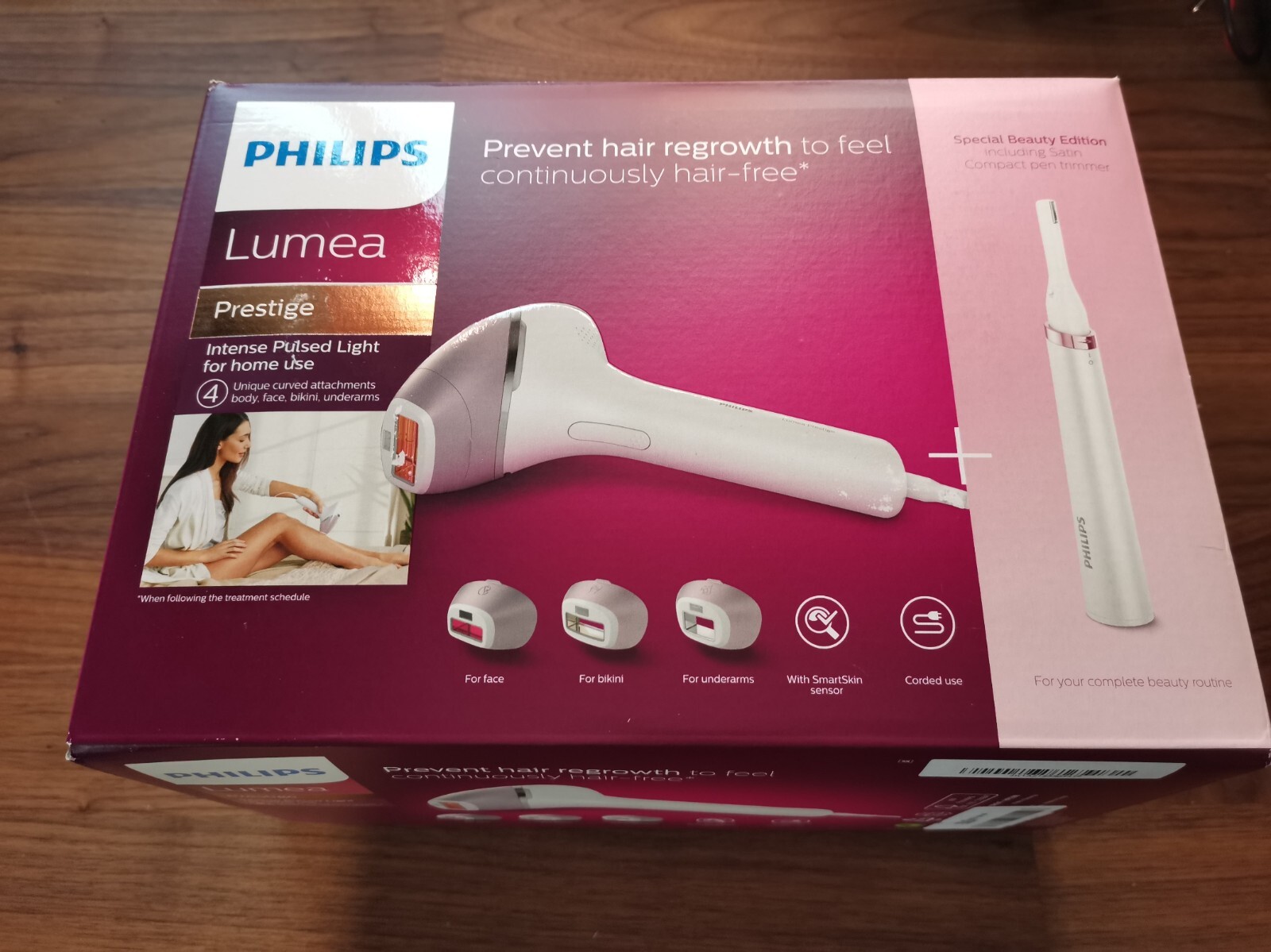 Philips Lumea Prestige Bri947/00 Haarentfernung Fliederfarben Philips Lumea Prestige BRI947/00 IPL Hair Removal Device + Compact Pen