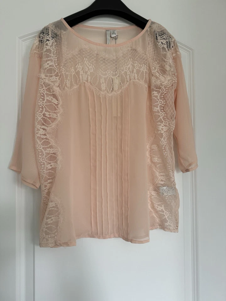 Lauren Conrad взлетно-посадочная полоса женщин размер S 3/4 длины рукав/чистый розовый/кружевной акцент