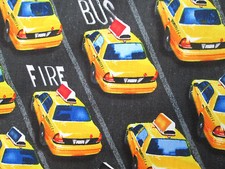 TAXI CABS VEHICLES CARS NYC CITY COTTON FABRIC FQ 