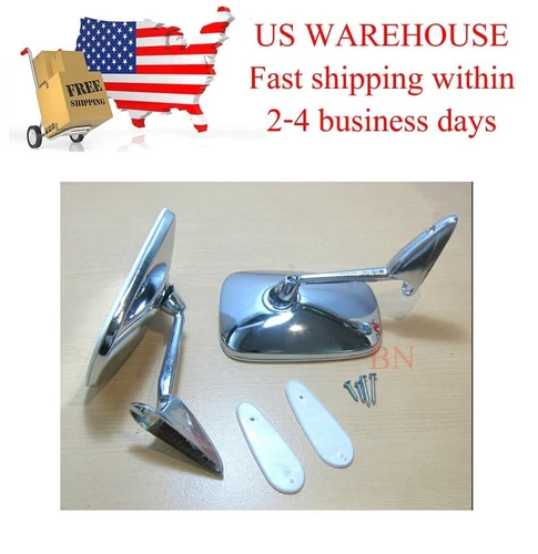 CHROME FENDER DOOR MIRRORS Fit DATSUN TRUCK 1000 1200 1300 1400 1500 1600 USTOCK