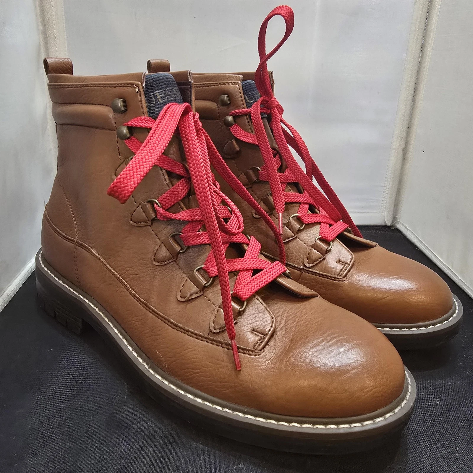 GUESS Boots Mens Size 10 Brown Synthetic Combat Hiking Ankle Lace Up GMRUSKIN-C