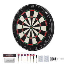 17.76 In. Dart Board with 6 Darts and Scoring Kit Self-Healing Sisal Fibers Stap