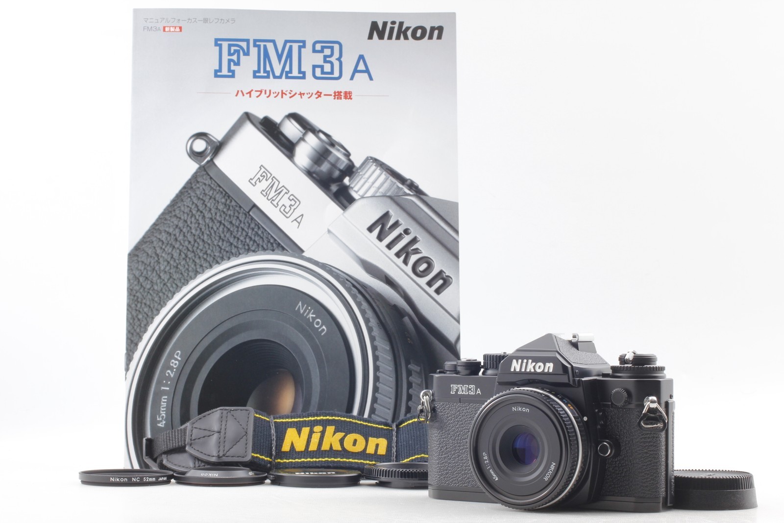 Late [Top MINT w/Hood] Nikon FM3A Black Film Camera Body 45mm F2.8 P Lens JAPAN