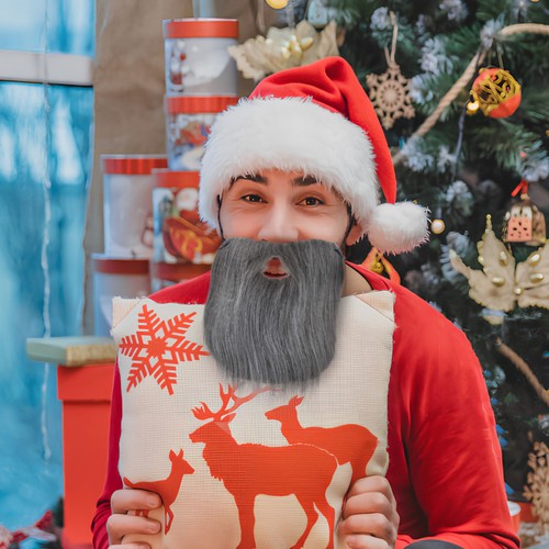Barba de Papá Noel Novio Padre Disfraz Barba para Adultos Adornos - Imagen 7 de 11