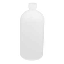 2 Pcs Plastic Reagent Bottle, Cylindrical with Screw Cap Clear White, 1L