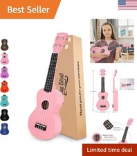 Lightweight 21-Inch Soprano Ukulele with Four Strings - Beautiful Pink Finish