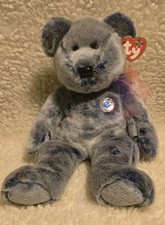 Beanie Buddy PERIWINKLE The E Bear 2001 TY Beanie Babies 14” Frost Blue MWMT