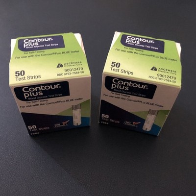 Contour PLUS Blood Glucose  Test Strips (2x 50 Count) , 100 Count EXP 04/30/2027