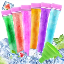 【Upgrade】 100PCS Disposable Ice Popsicle Mold Bags,Double Zipper Rose-red BPA...