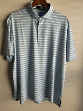 RLX Polo Ralph Lauren Blue Striped Short Sleeve Wicking Stretch Golf Shirt SZ XL