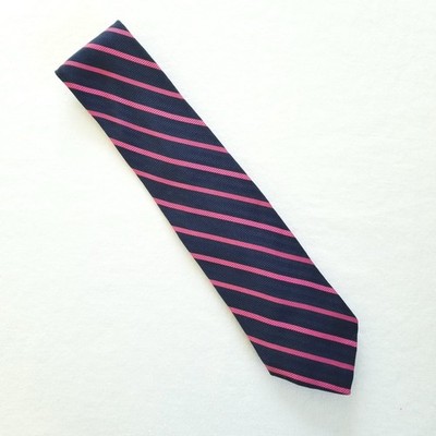 Brooks Brothers Makers Blue Pink Stripe Silk Tie Made In USA 58''L X 3.75''W