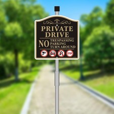 Private Drive No Trespassing Driveway Sign, Small Signage, Black G