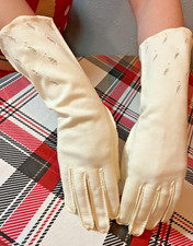 Vintage 40s/50s White Cotton Gauntlet Gloves Made in Japan 7 1/2