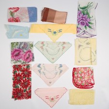 Vintage Handkerchief Lot of 13 Assorted Floral Crochet Lace Embroidered Hankies