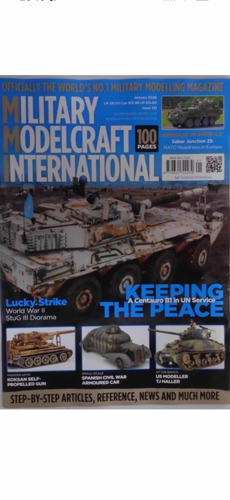 Military Modelcraft International magazine Jan 2026 A Centauro B1 in UN service