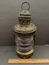 BRASS SHIP LANTERN NAUTICAL MARINE MARITIME LIGHT VINTAGE FOR PARTS/REPAIR