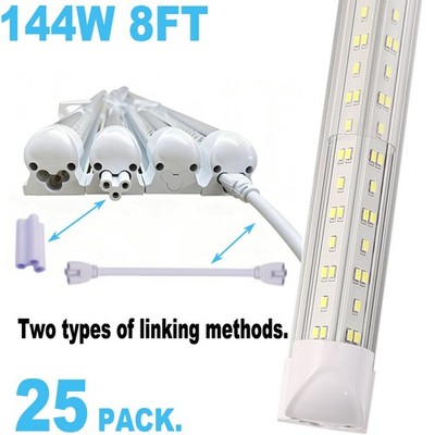T8 LED Shop Light Fixture  8FT 6500K 14WW Linkable 25PACK for Garage Workshop