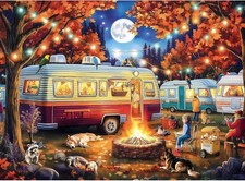 Fall Forest Camping Night 500 Pc Jigsaw Puzzle, Brand New-Sealed Box 