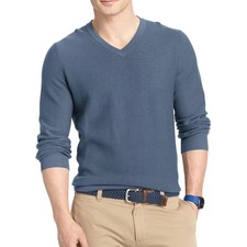 New IZOD Men's 100 Cotton V-Neck Fine Gauge Light Blue Sweater Size X-Large
