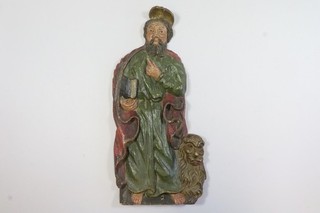 Evangelist Apostel Markus Heiligenfigur geschnitzte gefasste Holzfigur (IK239)