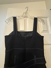 Topshop Black Sleeveless Jumpsuit Belted Contrast Stitching Square Neck Pockets — photo 6