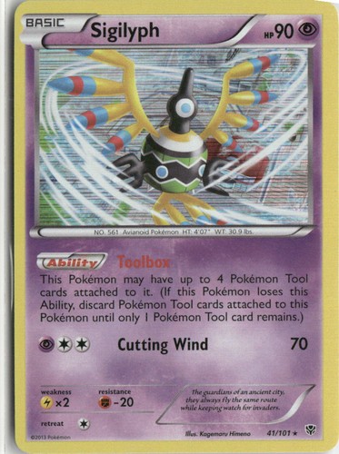 Pokemon Sigilyph Rare Holo Plasma Blast 2013 41/101 NM